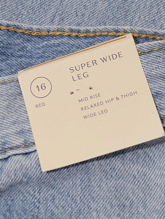 NWT Universal Thread Super Wide Leg Light Wash Jeans 100% Cotton Plus Size 16 - Picture 7 of 16